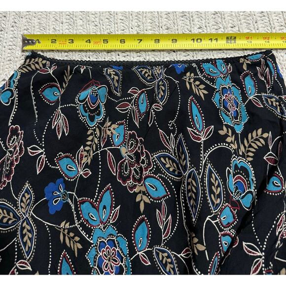 VTG Y2K Style & Co Midi Peasant Skirt Floral Ruffle Boho Flowy Sz 10P Black Blue - Picture 5 of 7